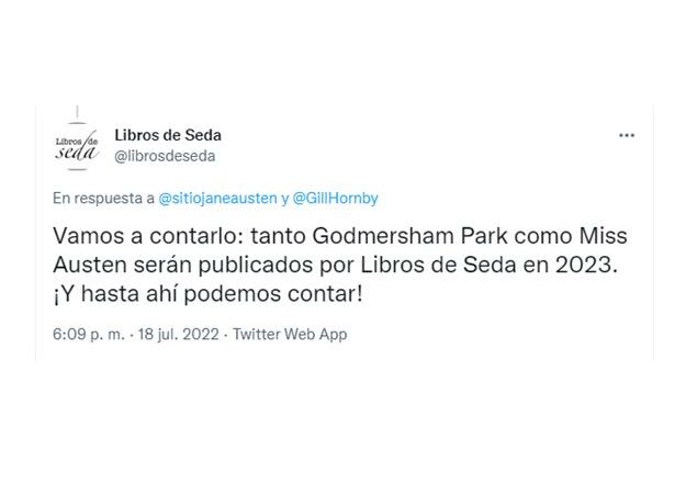 Noticia editorial: Miss Austen y Godmersham Park llegan en 2023