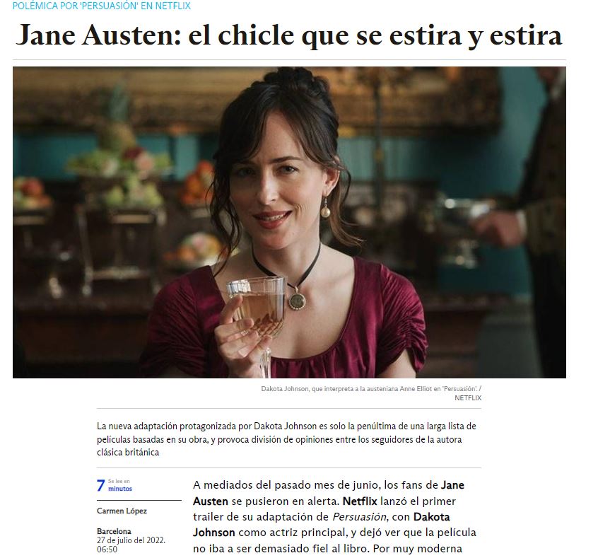 En los medios: Jane Austen, el chicle que se estira y se estira